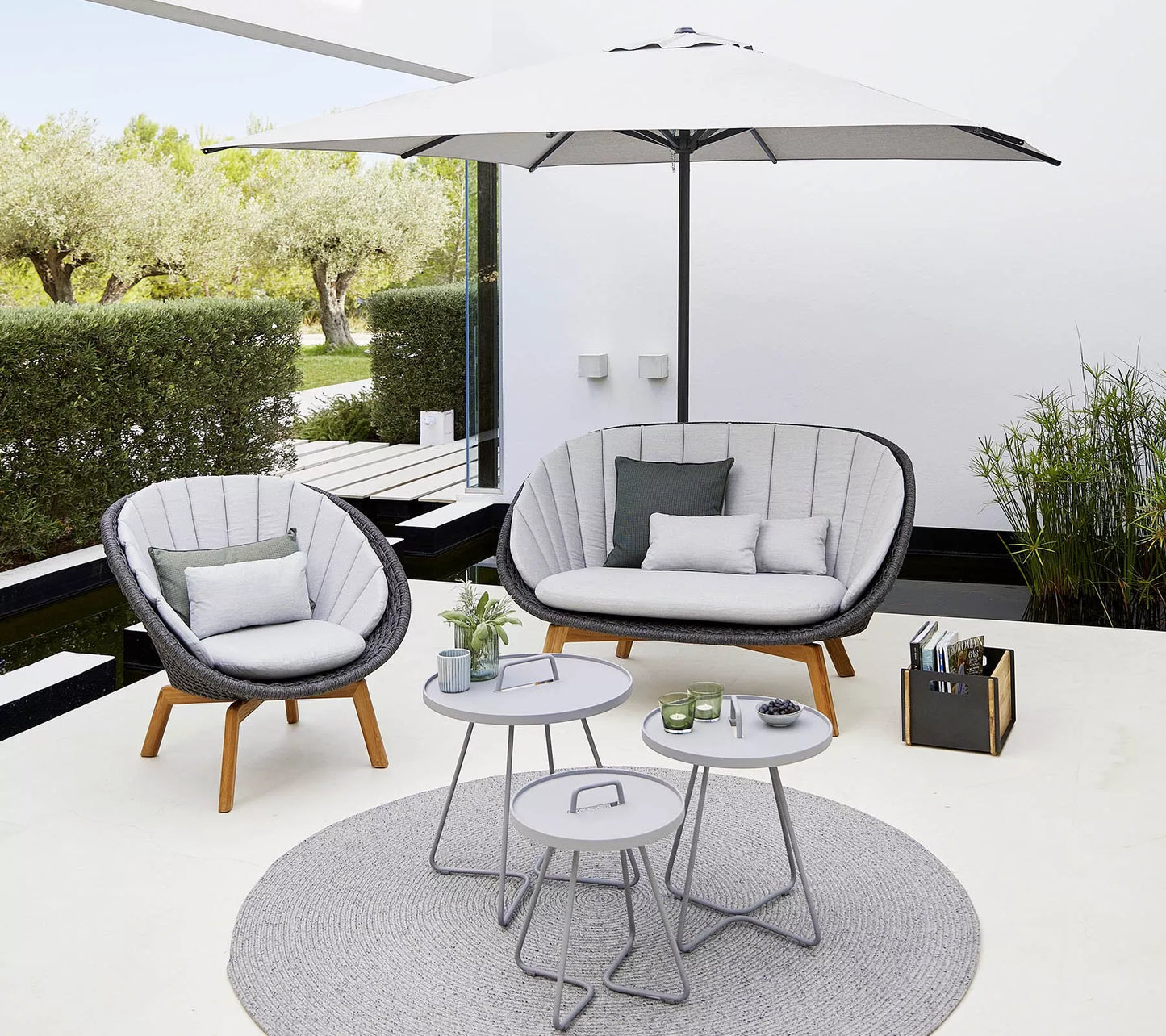 Cane-line - Peacock Soft Rope Loungesessel Hellgrau