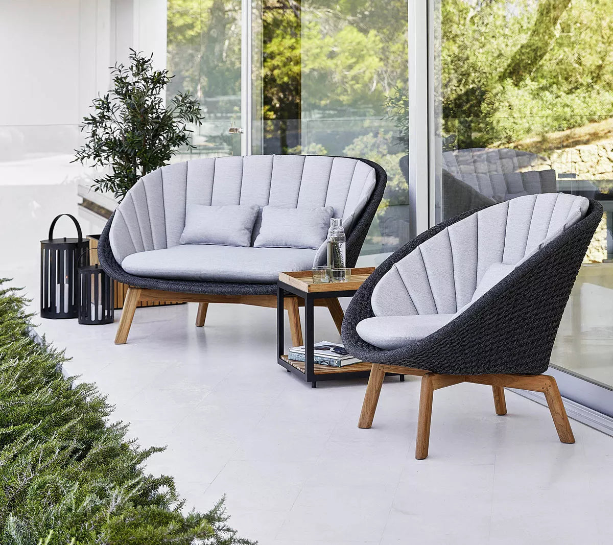 Cane-line - Peacock Soft Rope Loungesessel Hellgrau