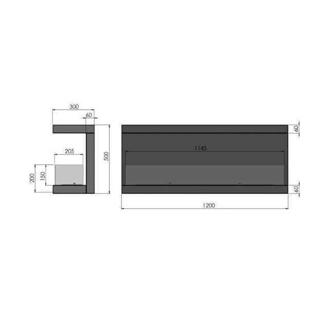   - Infire - Ethanolkamin Inside C1200V3 (mit breitem Blendrahmen)                              