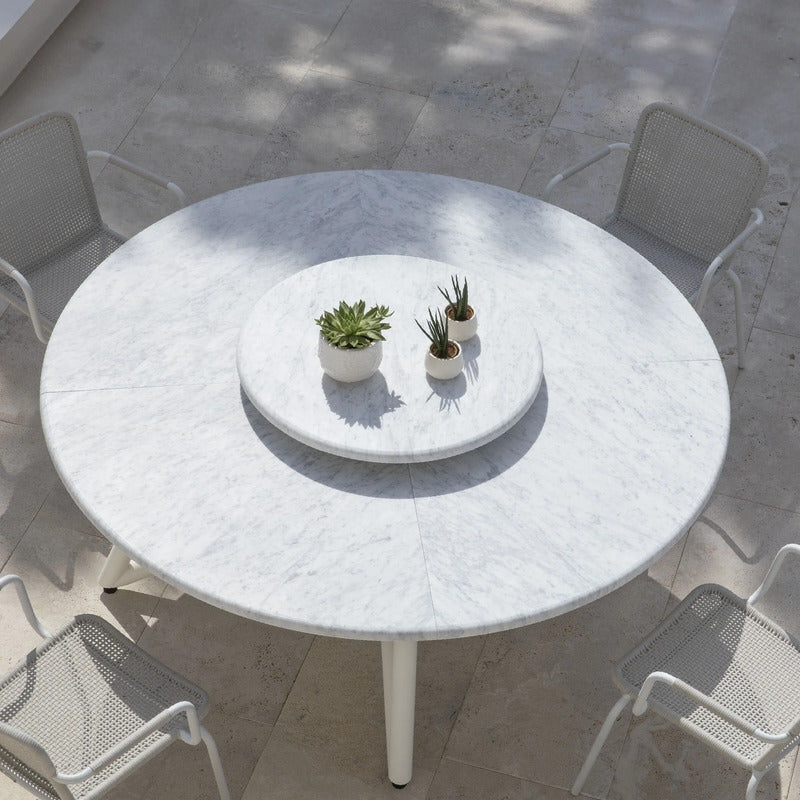 VELTHA® - Runder Tisch HERMU Carrara-Marmor Lazy Susan