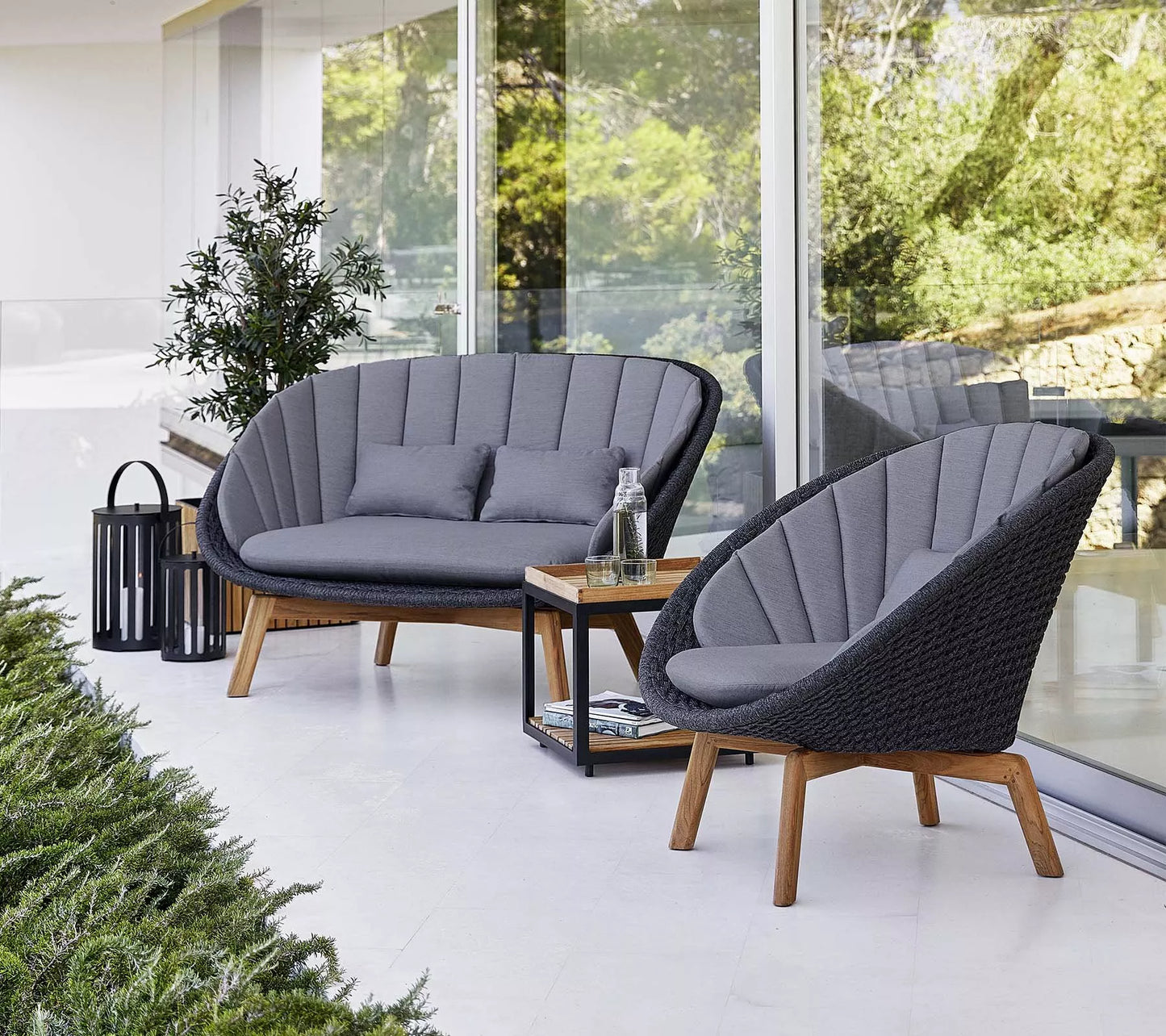 Cane-line - Peacock Soft Rope Loungesessel Hellgrau