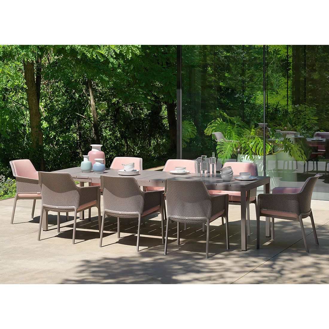 Nardi Net Gartenmöbel-Set 9-tlg. mit Tisch 210/280x100cm Taupe