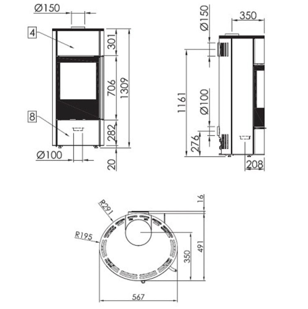 Spartherm - Wasserführender Kaminofen Senso M H2O 7,9 kW