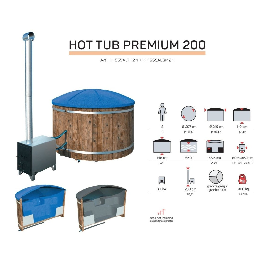 Tene Hot Tub Premium in 3 Farben ø 200