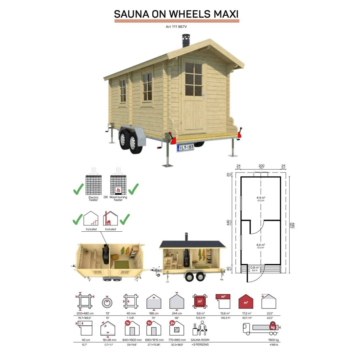 Tene Mobile Sauna Maxi mit Entspannungsraum