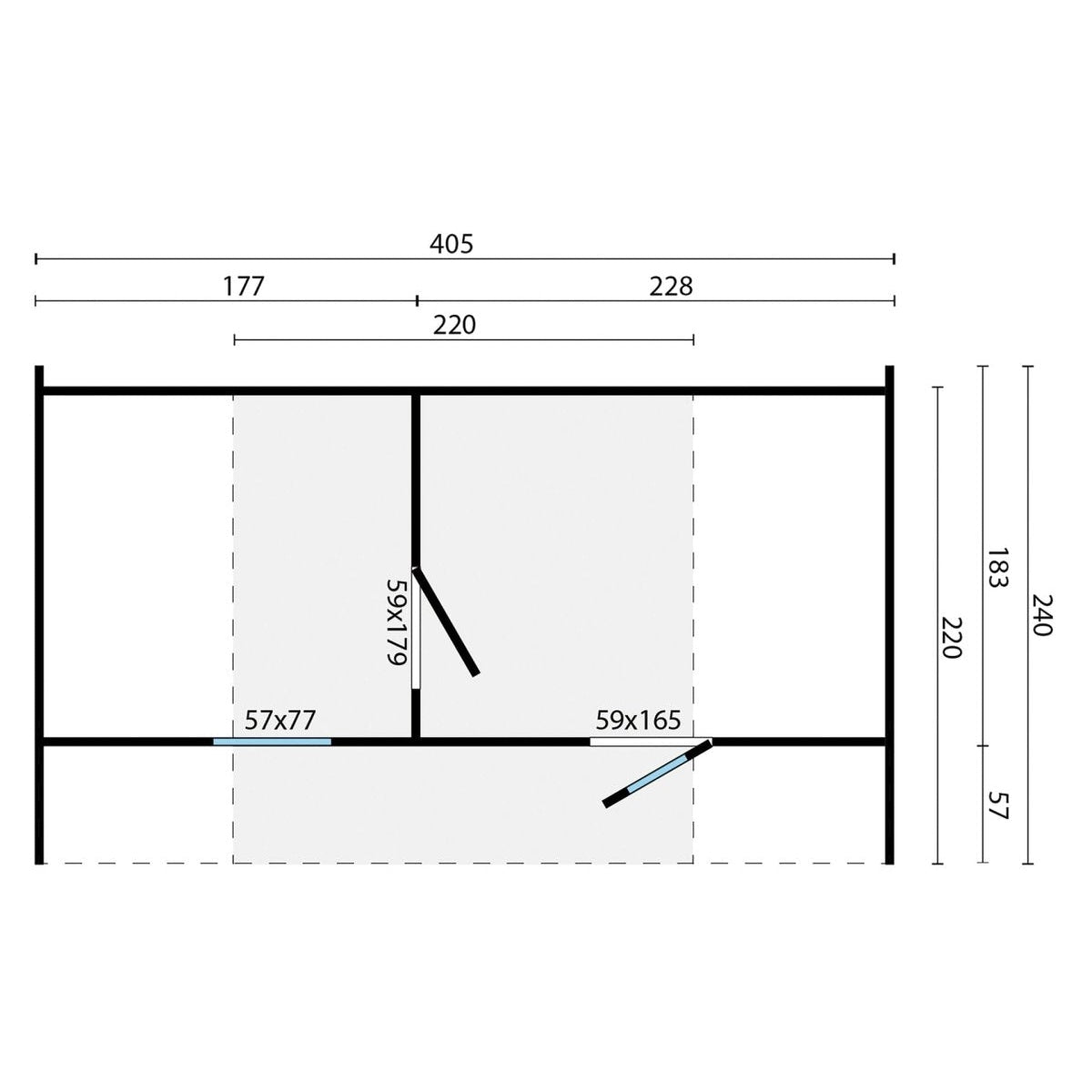 Tuindeco - Saunahaus Oval 405 x 240