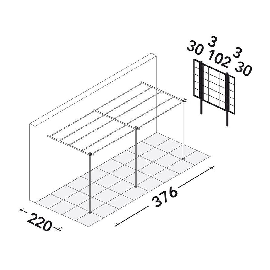 Unopiu - Lineare Anbau Pergola Solaire in 2 Größen